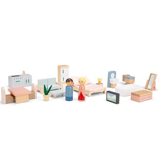 Foldable doll house including furniture